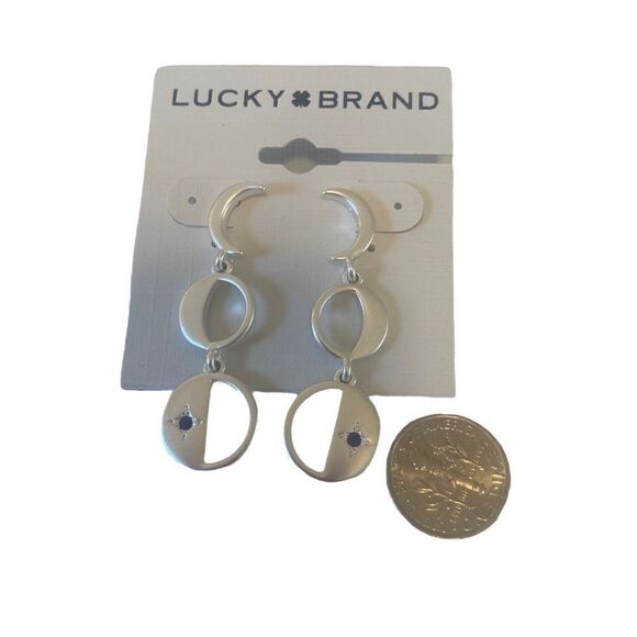 Phases of the Moon Matte Silver Toned Drop Earrings. - Picture 6 of 6